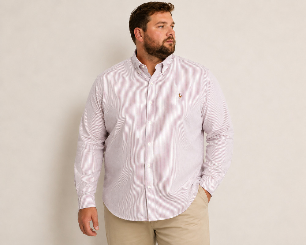 Ralph Lauren XL Red White Striped Button Down Shirt Pony Logo Cotton